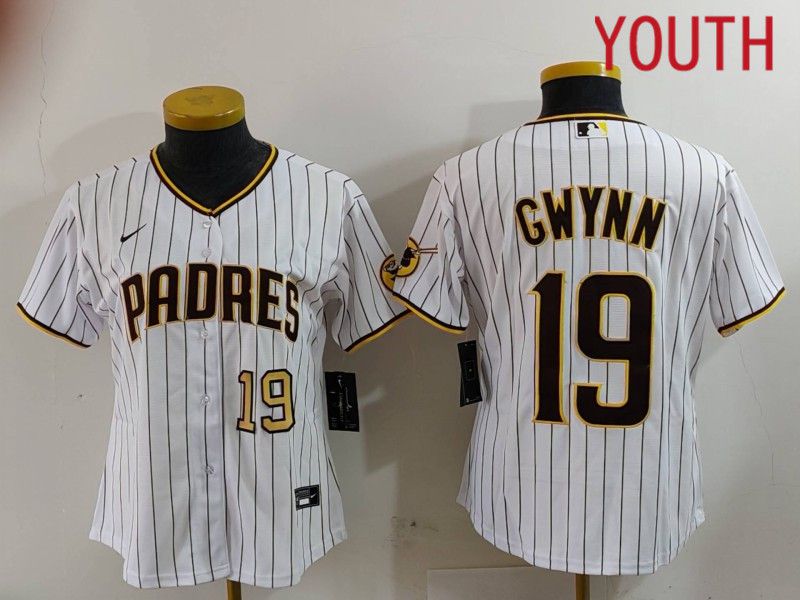 Youth San Diego Padres #19 Gwynn White Stripe Game 2024 Nike MLB Jersey style 2->customized nfl jersey->Custom Jersey